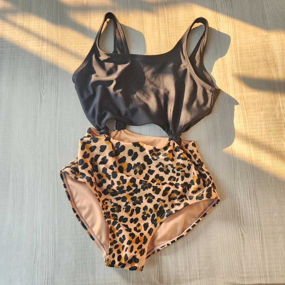 Art Class Girls One Piece Swimsuit Leopard Print Summer L 10/12